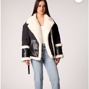 Elegant Black and Cream Teddy Jacket